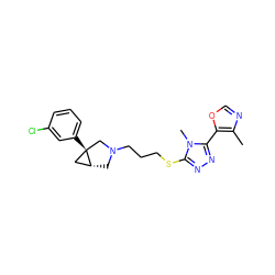 Cc1ncoc1-c1nnc(SCCCN2C[C@@H]3C[C@]3(c3cccc(Cl)c3)C2)n1C ZINC000049032018