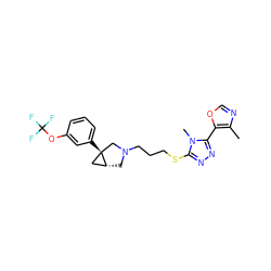 Cc1ncoc1-c1nnc(SCCCN2C[C@@H]3C[C@]3(c3cccc(OC(F)(F)F)c3)C2)n1C ZINC000049047053