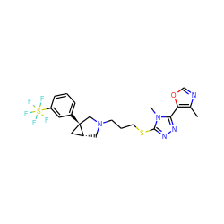 Cc1ncoc1-c1nnc(SCCCN2C[C@@H]3C[C@]3(c3cccc(S(F)(F)(F)(F)F)c3)C2)n1C ZINC000058608278