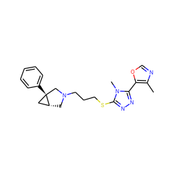 Cc1ncoc1-c1nnc(SCCCN2C[C@@H]3C[C@]3(c3ccccc3)C2)n1C ZINC000049113514