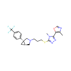 Cc1ncoc1-c1nnc(SCCCN2C[C@H]3C[C@@]3(c3ccc(C(F)(F)F)cc3)C2)n1C ZINC000049035120