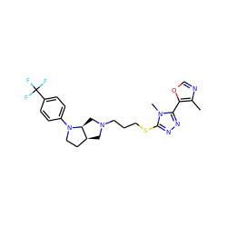 Cc1ncoc1-c1nnc(SCCCN2C[C@H]3CCN(c4ccc(C(F)(F)F)cc4)[C@H]3C2)n1C ZINC000653727999