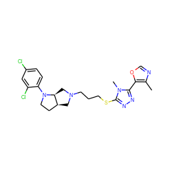 Cc1ncoc1-c1nnc(SCCCN2C[C@H]3CCN(c4ccc(Cl)cc4Cl)[C@H]3C2)n1C ZINC000653717843