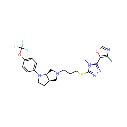 Cc1ncoc1-c1nnc(SCCCN2C[C@H]3CCN(c4ccc(OC(F)(F)F)cc4)[C@H]3C2)n1C ZINC000653725043