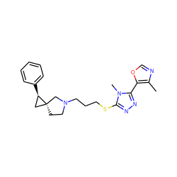 Cc1ncoc1-c1nnc(SCCCN2CC[C@@]3(C[C@H]3c3ccccc3)C2)n1C ZINC001772585972