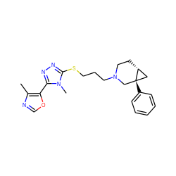 Cc1ncoc1-c1nnc(SCCCN2CC[C@@H]3C[C@]3(c3ccccc3)C2)n1C ZINC000064527383