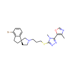 Cc1ncoc1-c1nnc(SCCCN2CC[C@]3(CCc4c(Br)cccc43)C2)n1C ZINC000064528161