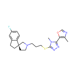 Cc1ncoc1-c1nnc(SCCCN2CC[C@]3(CCc4cc(F)ccc43)C2)n1C ZINC000064746302