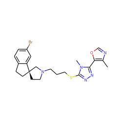 Cc1ncoc1-c1nnc(SCCCN2CC[C@]3(CCc4ccc(Br)cc43)C2)n1C ZINC000064540173