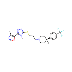 Cc1ncoc1-c1nnc(SCCCN2CC[C@]3(c4ccc(C(F)(F)F)cc4)C[C@@H]3C2)n1C ZINC000064548350