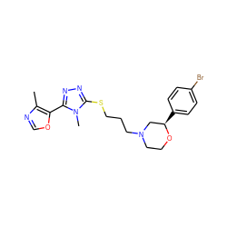 Cc1ncoc1-c1nnc(SCCCN2CCO[C@H](c3ccc(Br)cc3)C2)n1C ZINC000653788000