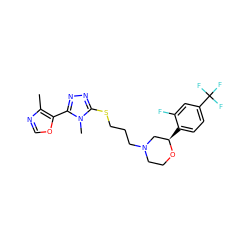 Cc1ncoc1-c1nnc(SCCCN2CCO[C@H](c3ccc(C(F)(F)F)cc3F)C2)n1C ZINC000653780527