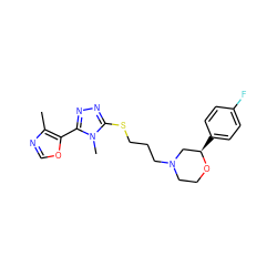 Cc1ncoc1-c1nnc(SCCCN2CCO[C@H](c3ccc(F)cc3)C2)n1C ZINC000653804916