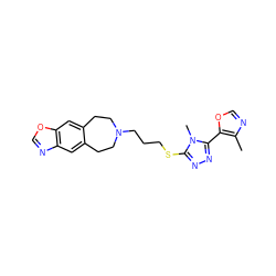 Cc1ncoc1-c1nnc(SCCCN2CCc3cc4ncoc4cc3CC2)n1C ZINC000029126903