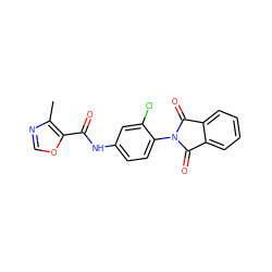 Cc1ncoc1C(=O)Nc1ccc(N2C(=O)c3ccccc3C2=O)c(Cl)c1 ZINC000653713048