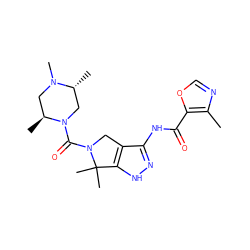 Cc1ncoc1C(=O)Nc1n[nH]c2c1CN(C(=O)N1C[C@@H](C)N(C)C[C@@H]1C)C2(C)C ZINC000114179633