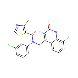 Cc1ncsc1C(=O)N(Cc1c(F)c(=O)[nH]c2c(F)cccc12)c1cccc(Cl)c1 ZINC000042889904