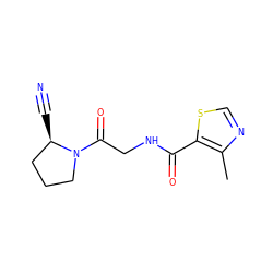 Cc1ncsc1C(=O)NCC(=O)N1CCC[C@H]1C#N ZINC000169310700