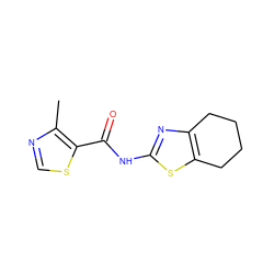 Cc1ncsc1C(=O)Nc1nc2c(s1)CCCC2 ZINC000004374958