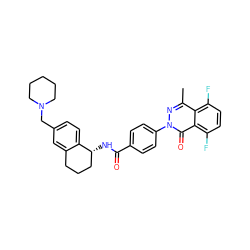 Cc1nn(-c2ccc(C(=O)N[C@@H]3CCCc4cc(CN5CCCCC5)ccc43)cc2)c(=O)c2c(F)ccc(F)c12 ZINC000072125161