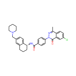 Cc1nn(-c2ccc(C(=O)N[C@@H]3CCCc4cc(CN5CCCCC5)ccc43)cc2)c(=O)c2cc(Cl)ccc12 ZINC000072124798