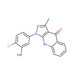 Cc1nn(-c2ccc(Cl)c(N)c2)c2[nH]c3ccccc3c(=O)c12 ZINC000012405816