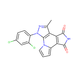 Cc1nn(-c2ccc(Cl)cc2Cl)c2c1c1c(c3cccn32)C(=O)NC1=O ZINC000103254141