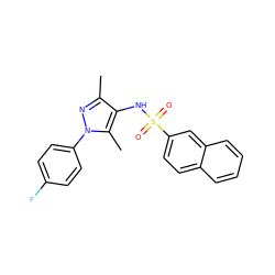 Cc1nn(-c2ccc(F)cc2)c(C)c1NS(=O)(=O)c1ccc2ccccc2c1 ZINC000002631220