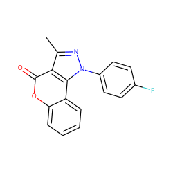 Cc1nn(-c2ccc(F)cc2)c2c1c(=O)oc1ccccc12 ZINC000299827614