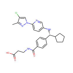 Cc1nn(-c2ccc(N[C@@H](c3ccc(C(=O)NCCC(=O)O)cc3)C3CCCC3)cn2)cc1Cl ZINC000096170566