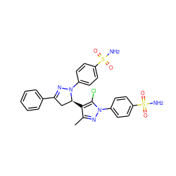 Cc1nn(-c2ccc(S(N)(=O)=O)cc2)c(Cl)c1[C@H]1CC(c2ccccc2)=NN1c1ccc(S(N)(=O)=O)cc1 ZINC000474610067