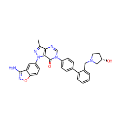 Cc1nn(-c2ccc3onc(N)c3c2)c2c(=O)n(-c3ccc(-c4ccccc4CN4CC[C@H](O)C4)cc3)cnc12 ZINC000014951242