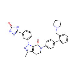 Cc1nn(-c2cccc(-c3n[nH]c(=O)[nH]3)c2)c2c1CCN(c1ccc(-c3ccccc3CN3CCCC3)cc1)C2=O ZINC000049710357