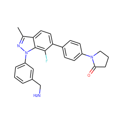 Cc1nn(-c2cccc(CN)c2)c2c(F)c(-c3ccc(N4CCCC4=O)cc3)ccc12 ZINC000028964139