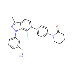 Cc1nn(-c2cccc(CN)c2)c2c(F)c(-c3ccc(N4CCCCC4=O)cc3)ccc12 ZINC000028964191