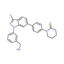 Cc1nn(-c2cccc(CN)c2)c2cc(-c3ccc(N4CCCCC4=O)cc3)ccc12 ZINC000028964196