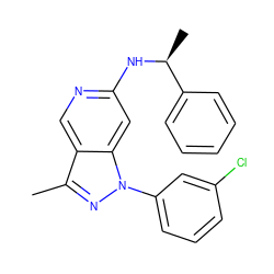 Cc1nn(-c2cccc(Cl)c2)c2cc(N[C@@H](C)c3ccccc3)ncc12 ZINC000040918210