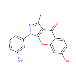 Cc1nn(-c2cccc(N)c2)c2oc3cc(O)ccc3c(=O)c12 ZINC000012405807