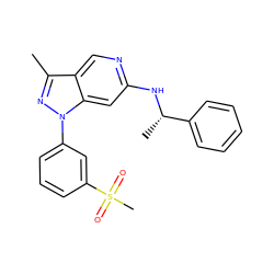 Cc1nn(-c2cccc(S(C)(=O)=O)c2)c2cc(N[C@@H](C)c3ccccc3)ncc12 ZINC000040938526