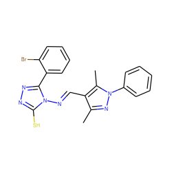 Cc1nn(-c2ccccc2)c(C)c1/C=N/n1c(S)nnc1-c1ccccc1Br ZINC000015979089