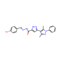 Cc1nn(-c2ccccc2)c(C)c1-c1cc(C(=O)N/N=C/c2ccc(O)cc2)[nH]n1 ZINC000018148576