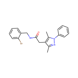 Cc1nn(-c2ccccc2)c(C)c1CC(=O)NCc1ccccc1Br ZINC000095565454