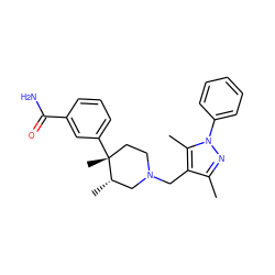 Cc1nn(-c2ccccc2)c(C)c1CN1CC[C@@](C)(c2cccc(C(N)=O)c2)[C@@H](C)C1 ZINC000013587993