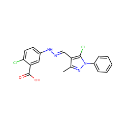 Cc1nn(-c2ccccc2)c(Cl)c1/C=N/Nc1ccc(Cl)c(C(=O)O)c1 ZINC000004933152