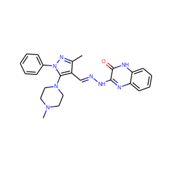 Cc1nn(-c2ccccc2)c(N2CCN(C)CC2)c1/C=N/Nc1nc2ccccc2[nH]c1=O ZINC000299834112