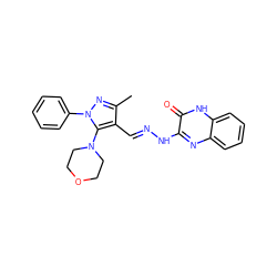 Cc1nn(-c2ccccc2)c(N2CCOCC2)c1/C=N/Nc1nc2ccccc2[nH]c1=O ZINC000299834106