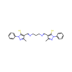 Cc1nn(-c2ccccc2)c(S)c1/C=N/CCC/N=C/c1c(C)nn(-c2ccccc2)c1S ZINC000101848895