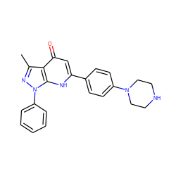 Cc1nn(-c2ccccc2)c2[nH]c(-c3ccc(N4CCNCC4)cc3)cc(=O)c12 ZINC000149722958