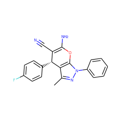 Cc1nn(-c2ccccc2)c2c1[C@H](c1ccc(F)cc1)C(C#N)=C(N)O2 ZINC000000059923