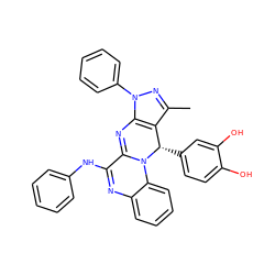 Cc1nn(-c2ccccc2)c2c1[C@H](c1ccc(O)c(O)c1)N1C(=N2)C(Nc2ccccc2)=Nc2ccccc21 ZINC000002212557